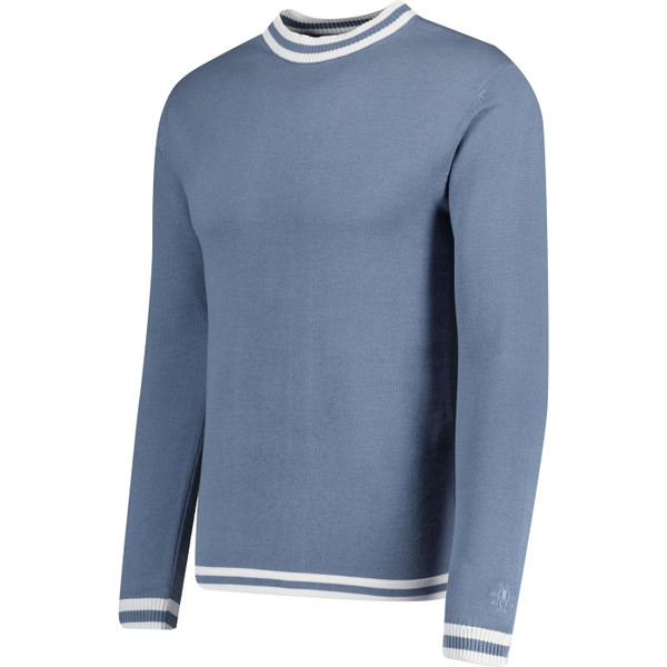 madacp england mens moon contrast tipped long sleeve knitted top flintstone blue