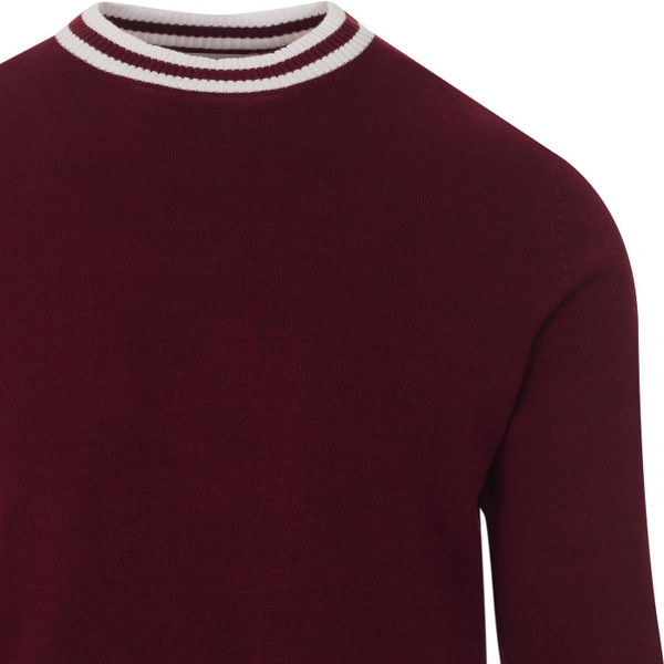 madacp england mens moon contrast tipped long sleeve knitted top zinfandel