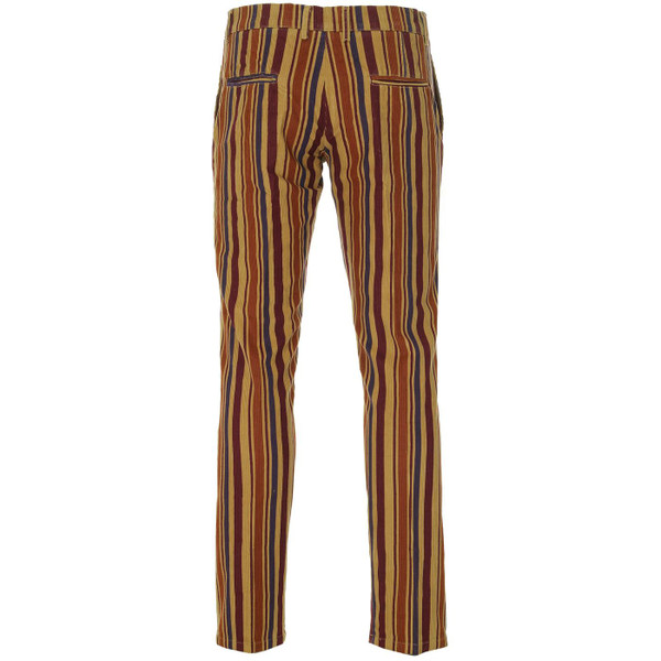 Madcap England Retro 1960s Mod Slim Leg Cord Stripe Trousers in Camel