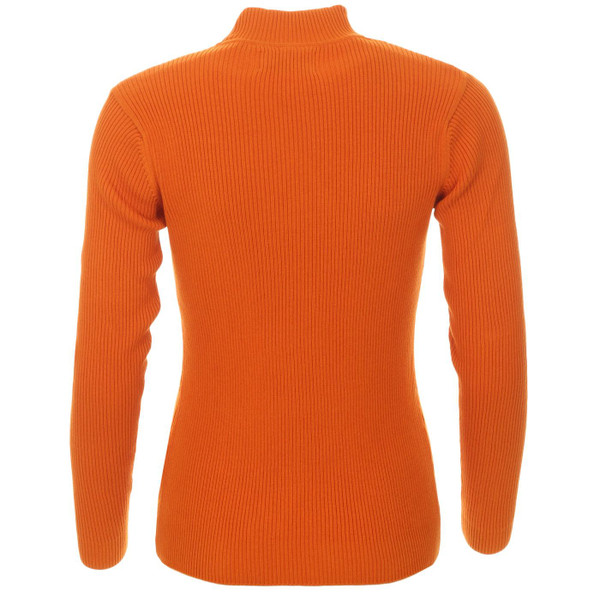 Madcap England Brigitte Retro 60s Mod Ribbed Mock Turtleneck Jumper in Marmalade