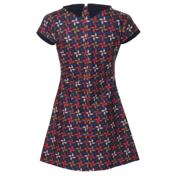 Madcap England Dollierocker 1960s Mod Peter Pan Collar Retro Petals Dress in Navy