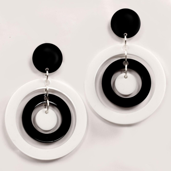 Ada Binks for Madcap England 60s Mod Concentric Circles Earrings in white