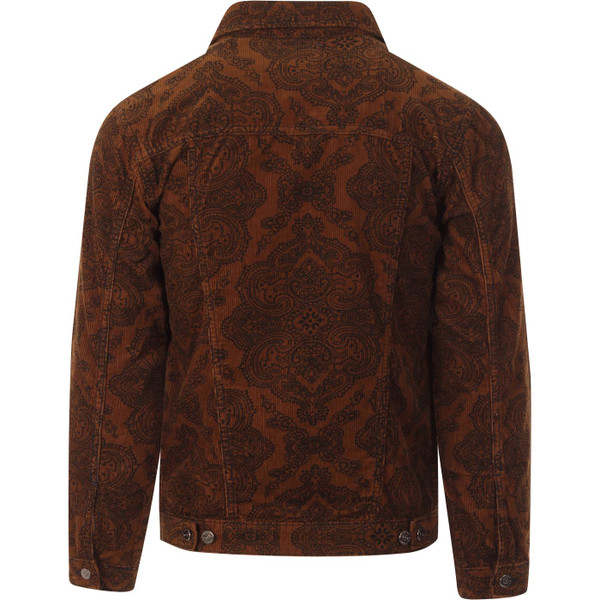 madcap england mens paisley print cord trucker jacket tan