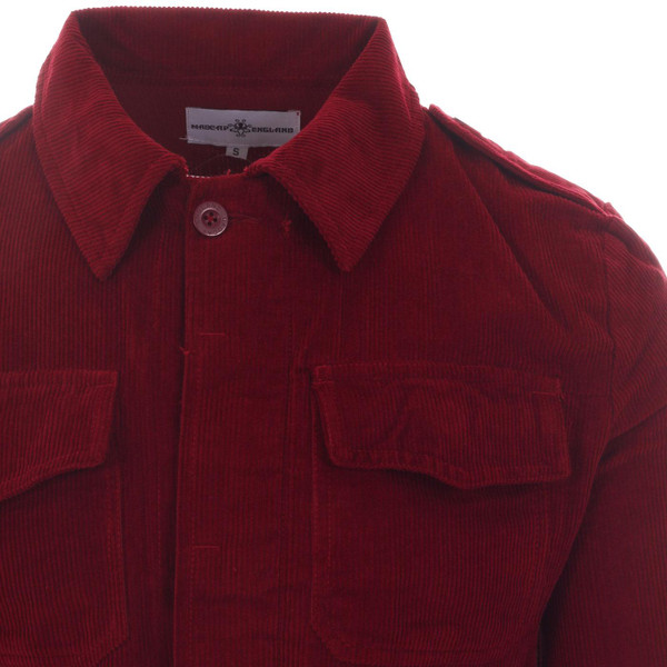 Madcap England Lennon Men's Retro 60s Mod Cord Military Shirt Jacket in Tawny Port