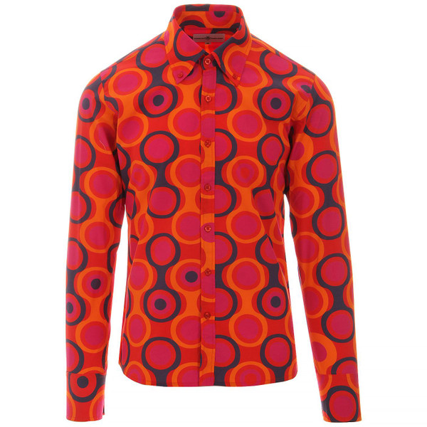 Madcap England Trip Op Art Circles Retro 1970s Shirt in Orange