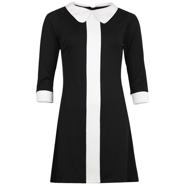 Madcap England 1960s Mod Stripe Panel Collar Dress in Black and White