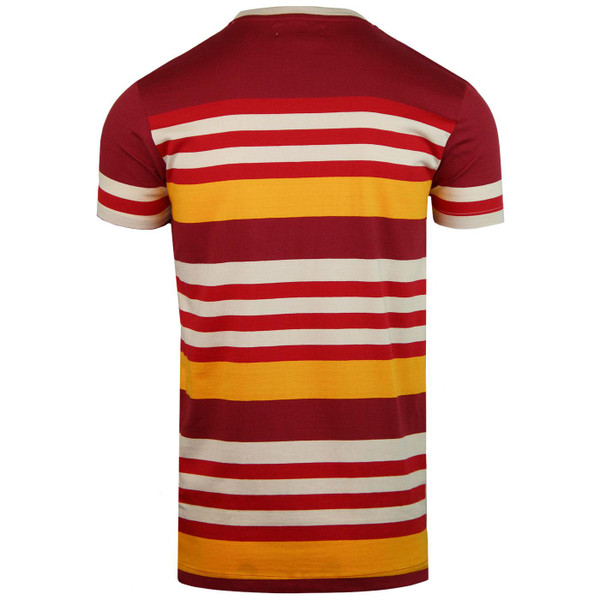 Madcap England Cosmo Retro 1970s Indie Stripe T-shirt in Russet Red
