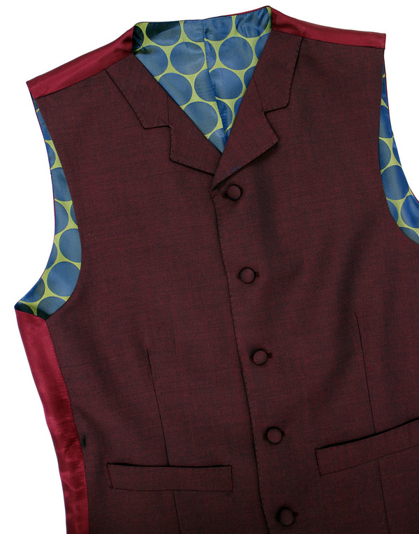 madcap england mod mohair tonic waistcoat burgundy