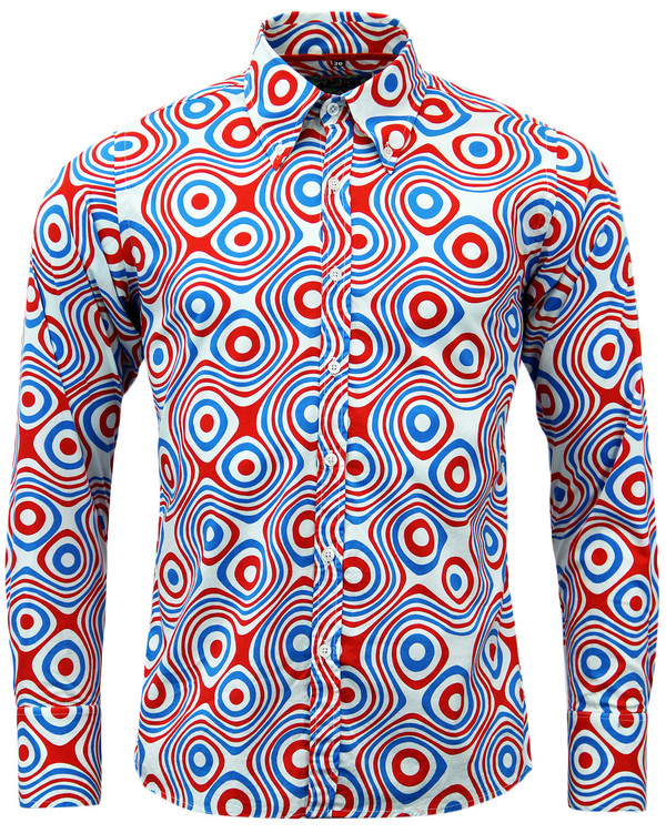 MADCAP ENGLAND TRIP OP ART MOD BIG COLLAR SHIRT