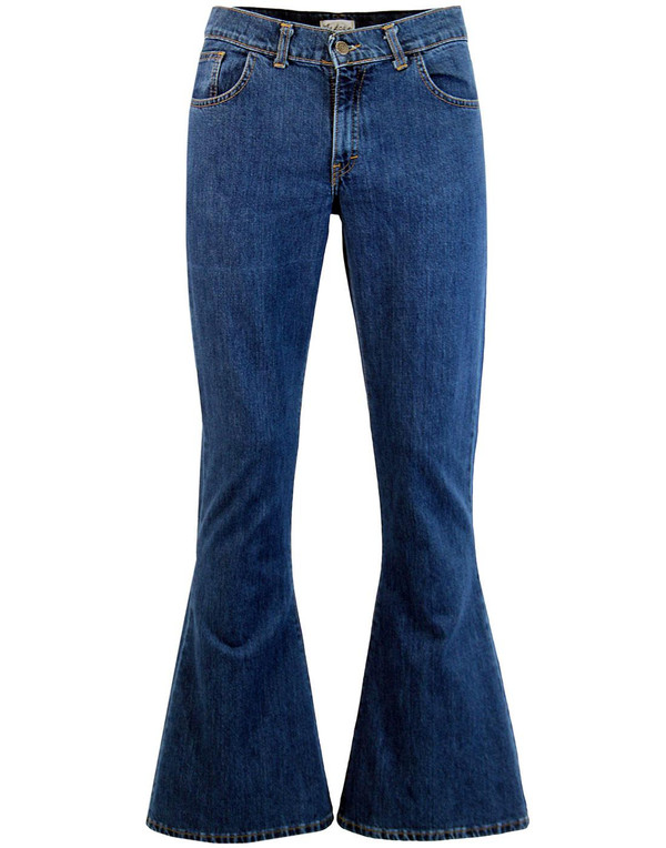 Madcap England Rock Bell Bottom Jeans Flares in Blue Stonewash Denim