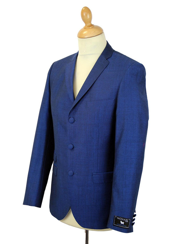 MADCAP ENGLAND MOD SUIT BRIGHT BLUE TONIC MOHAIR 