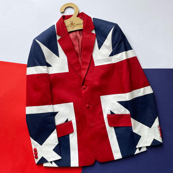 Madcap England Townshend 1960s Mod Union Jack Blazer Jacket in Red/White/Blue