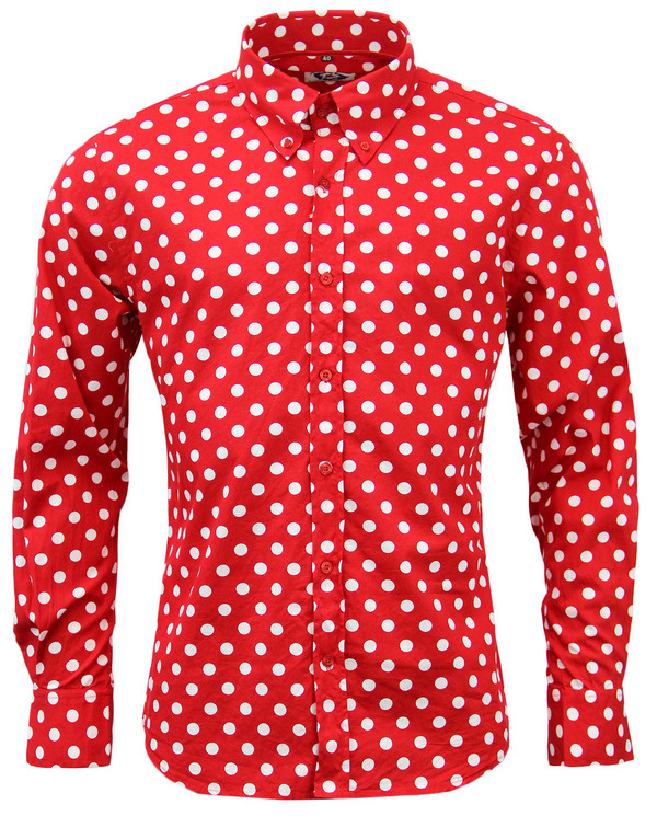 MADCAP PENNY DOT LANE RETRO MOD 60s RED SHIRT