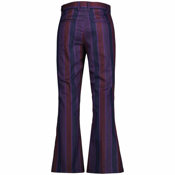 Madcap England Offbeat Retro 1960s Boating Stripe Flared Trousers in Purple Mix