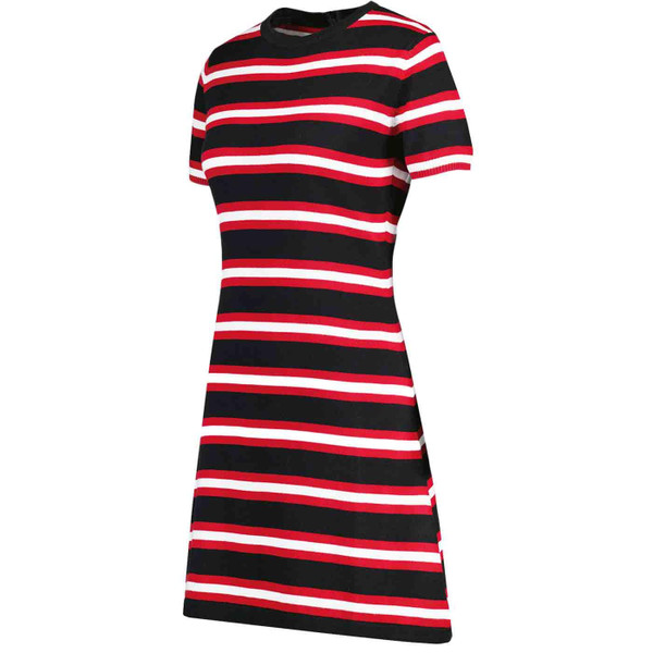 Madcap England Retro 60s Mod Knitted Stripe Dress in Black