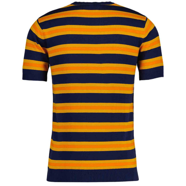 Madcap England Kingsnake Retro 1960s Mod Stripe Knitted Tee in Navy Blazer