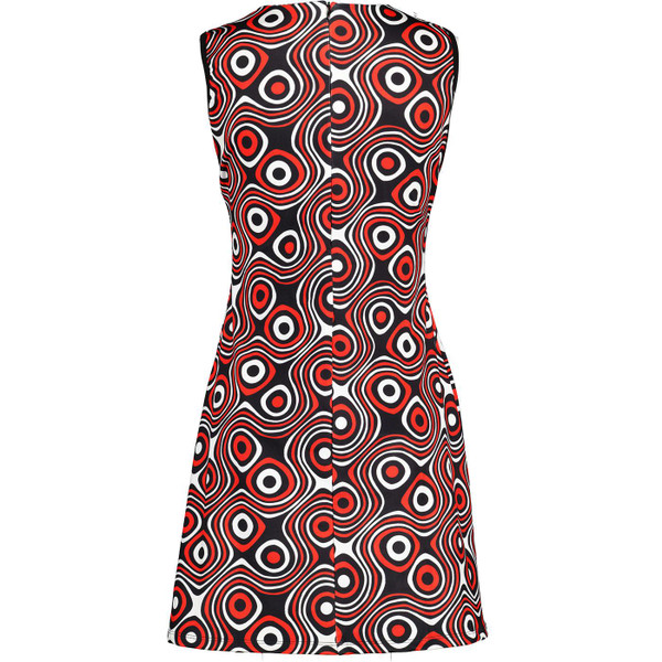 Madcap England Lazy Daisy Op Art 60s Mod Psychedelic Petal Cut Out Collar Dress in Red MC238 