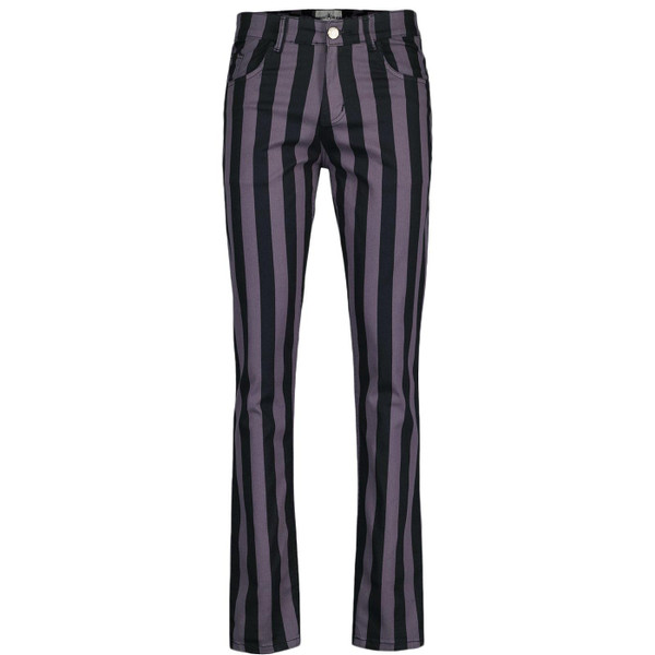 Madcap England Roller Stripe Slim Leg Trousers in Black and Grey MC1072