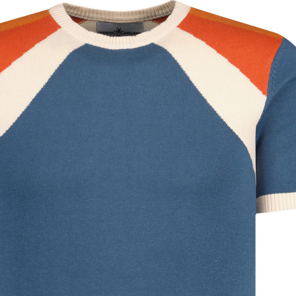 madcap england mens starburst retro 70s shoulder detail knitted tshirt key largo blue