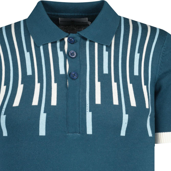 madcap england mens keys stripe pattern retro mod knitted polo tshirt majolica blue