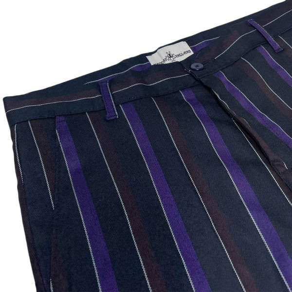 Madcap England Retro 1960s Slim Leg Boating Stripe Trousers in Purple Mix MC1015