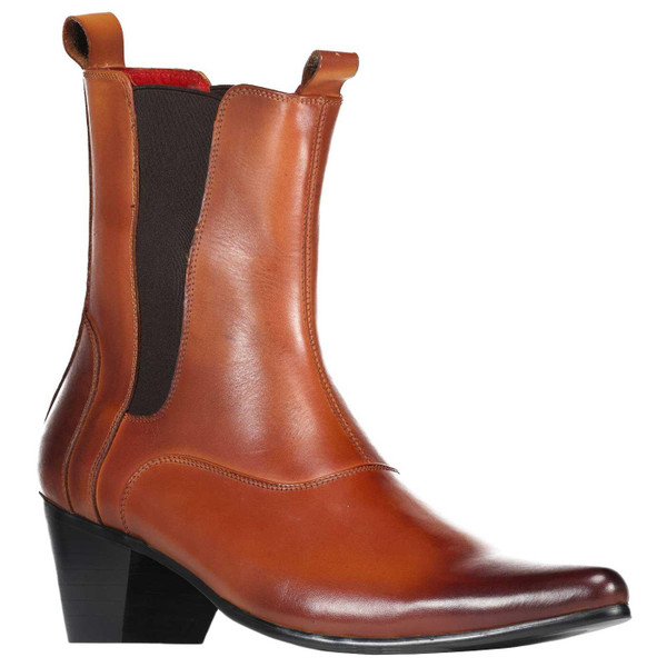 Madcap England Outlaw Leather Cuban Heel Chelsea Boots in Tan