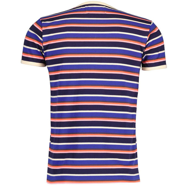 Madcap England Dekker Indie Multi Stripe T-shirt in Maritime Blue