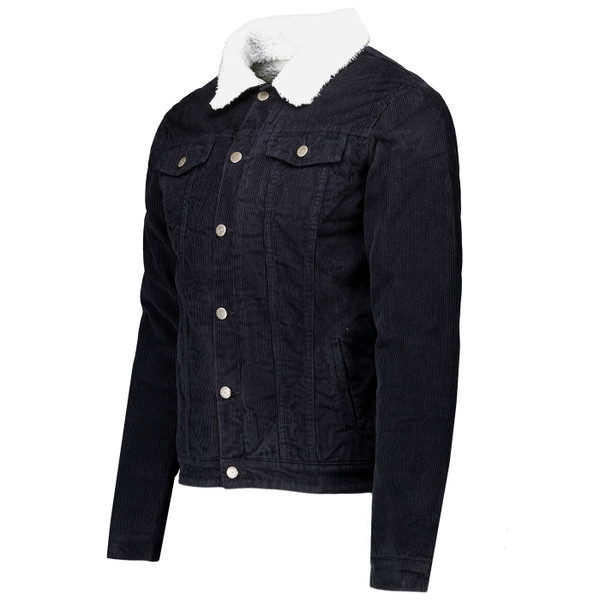 Side of Madcap England Woburn Sherpa Trucker Jacket in Black