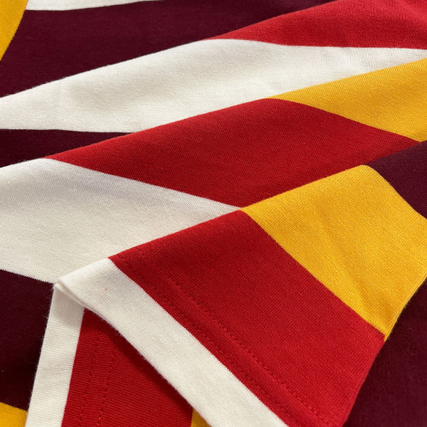 Beatcomber Madcap England Men's Retro 60s Block Stripe T-shirt in Zinfandel Mix - Fabric Detail