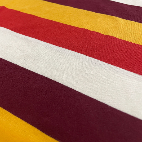 Beatcomber Madcap England Men's Retro 60s Block Stripe T-shirt in Zinfandel Mix - Close up on stripes