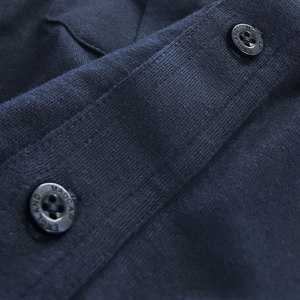 Revolver Men's Mod Military Jersey Short Sleeve Epaulet Shirt in Navy Blazer - Button Detail