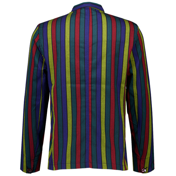 Hendrix Stripe 60s Psychedelic Military Tunic Jacket with Epaulets - Back View
