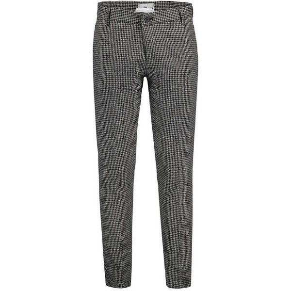 Madcap England Dylan 1960s Mod Brushed Dogtooth Slim Leg Trousers in Atmosphere Grey
