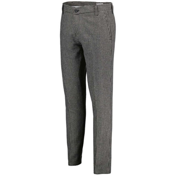 Side of the Madcap England Dylan 1960s Mod Brushed Dogtooth Slim Leg Trousers in Atmosphere Grey