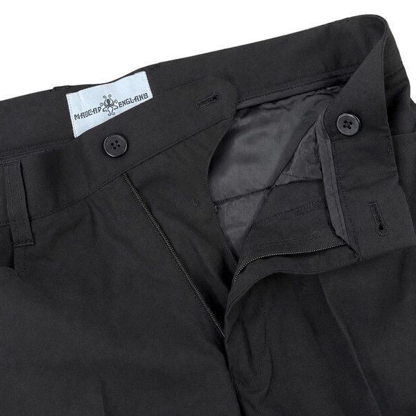 Madcap England Frogmouth Pocket Tailored Suit Trousers in Black - Waistband Detail