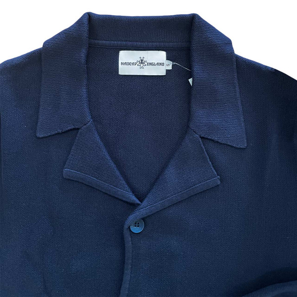 Madcap England Lane Navy Knitted Blazer Lapel Detail