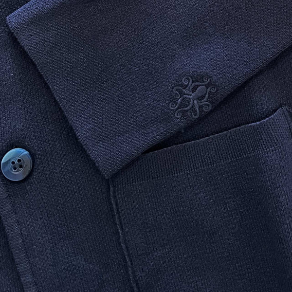Madcap England Lane Navy Knitted Blazer Octopus Embroidery Detail