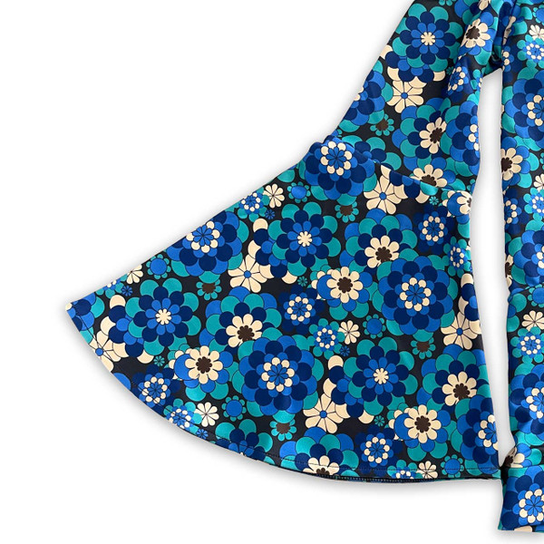 Madcap England Cass Blue Floral Bell Sleeve Top Flared Sleeve