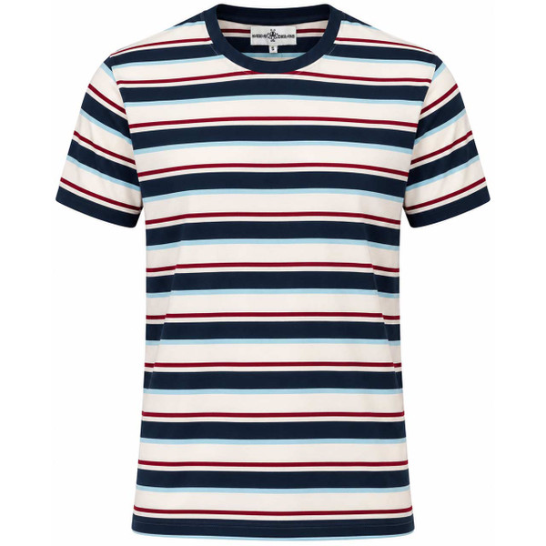 Madcap England Lucky Number Retro Stripe T-Shirt Coconut Milk Black Iris Front