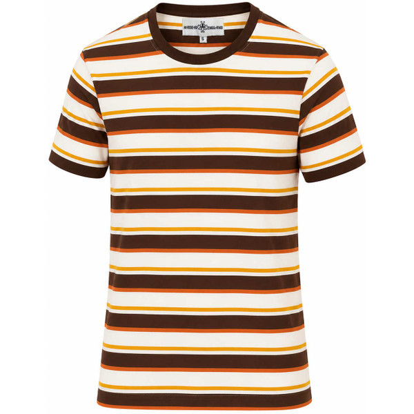 Madcap England Lucky Number Retro Stripe T-Shirt Coconut Milk Brown Front
