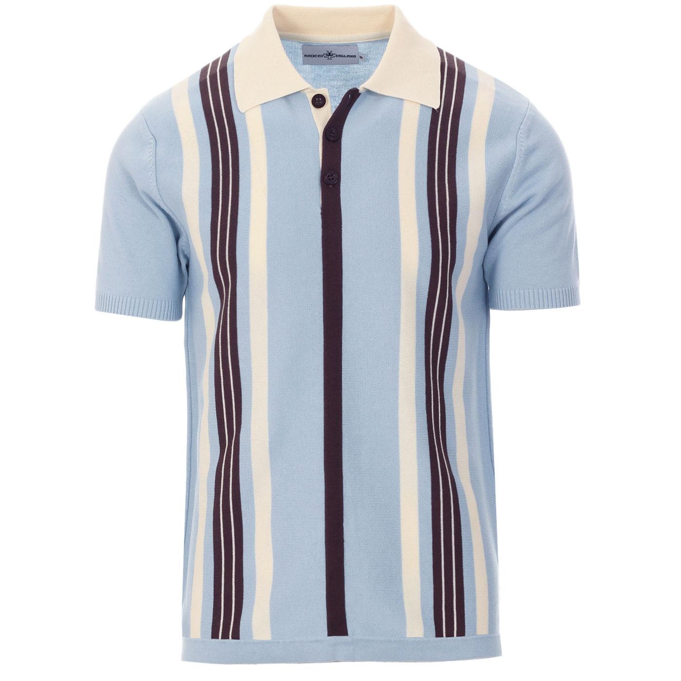 Harlem Madcap England Ribbed Stripe Retro Mod Big Collar Knit Polo