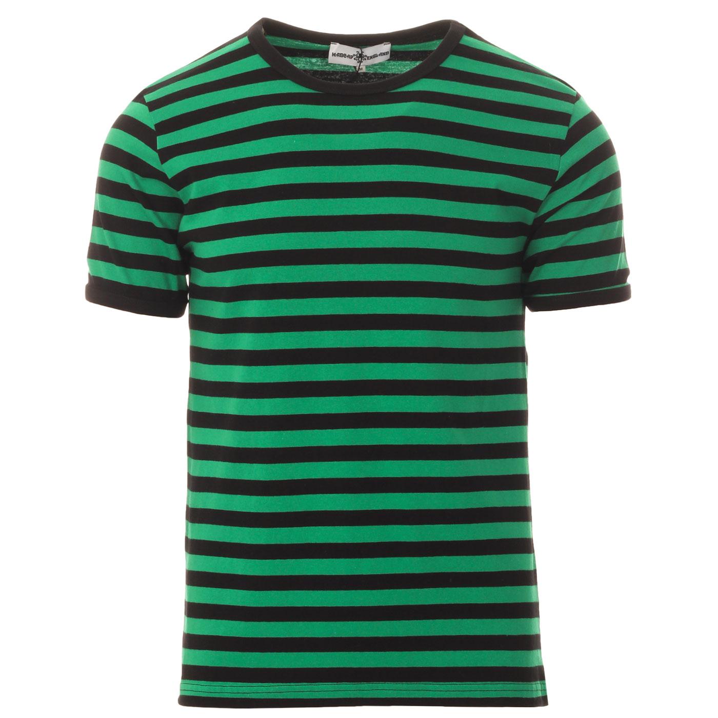 Madcap England Retrorocket 1960s Mod Short Sleeve Stripe Tee in Green/Black Madcap England Retrorocket 1960s Mod Short Sleeve Stripe Tee in Green/Black