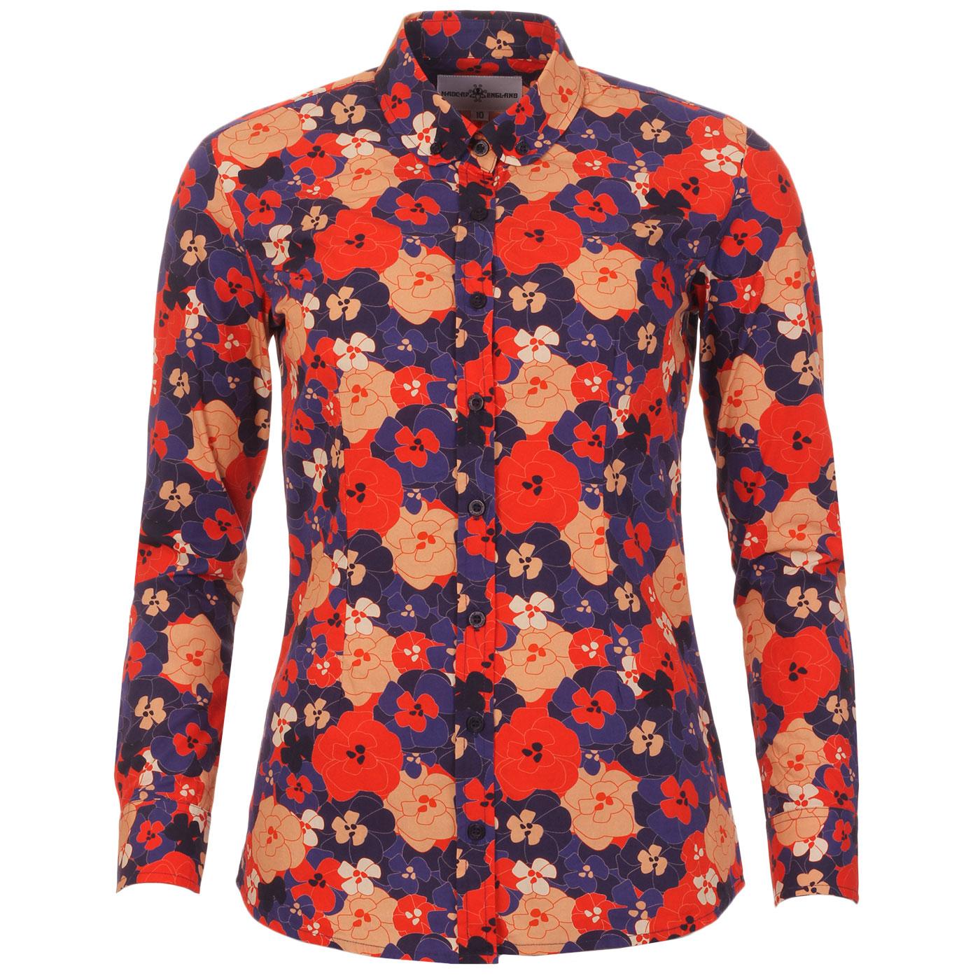 Madcap England Women's Retro 60s Mod Big Floral Print Shirt