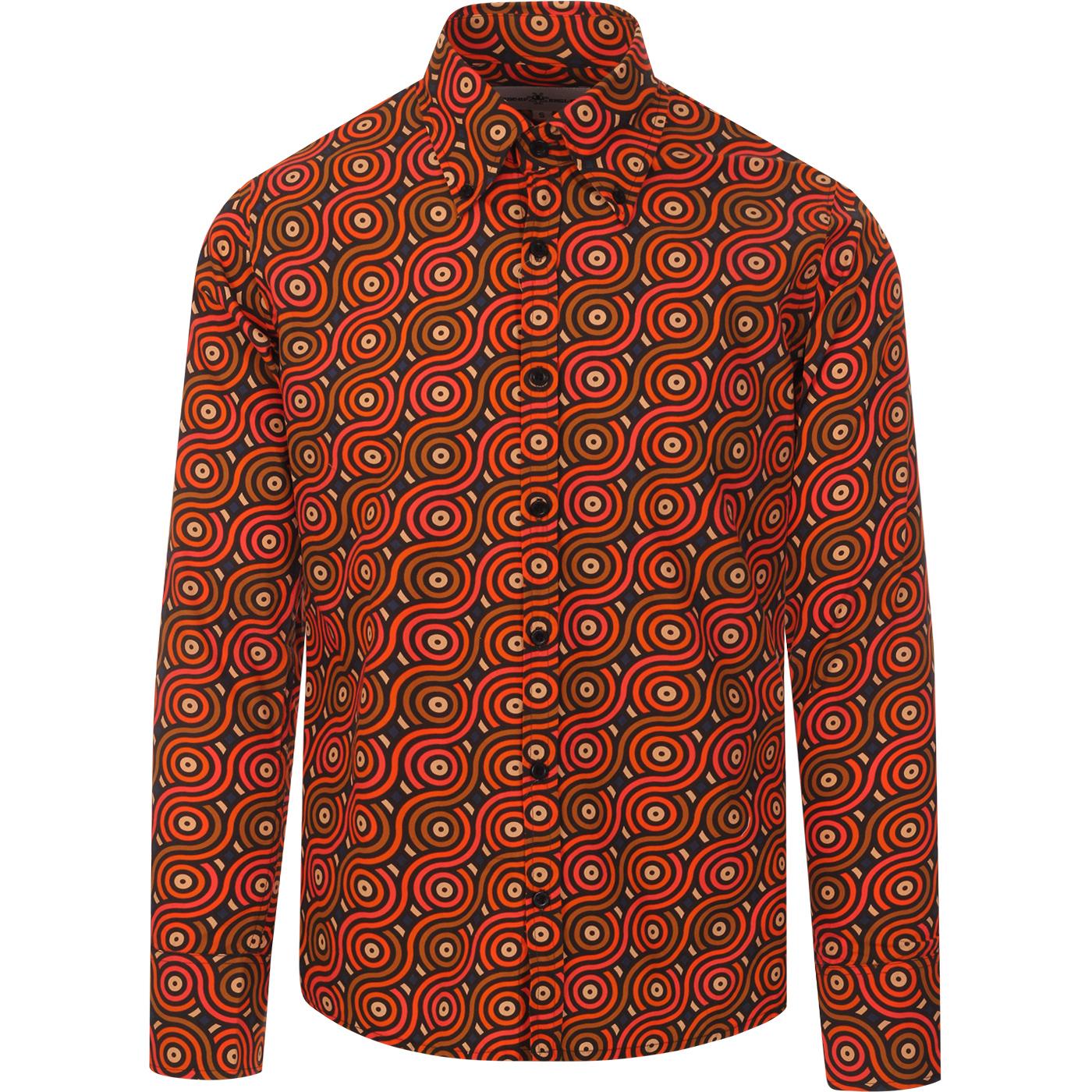 madcap england mens trip rainbow rolls print long sleeve shirt navy