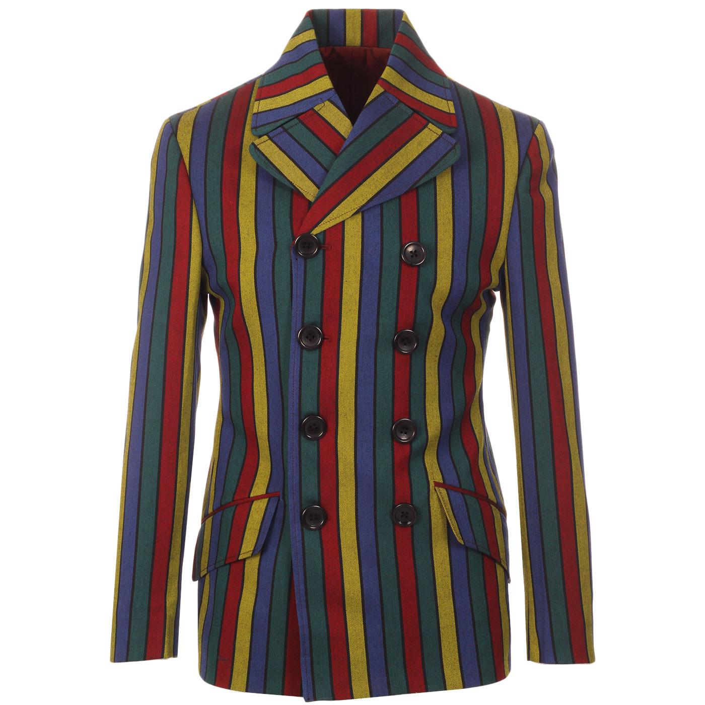 Madcap England Rare Breed Hendrix Stripe 60s Mod Double Breasted Blazer Jacket