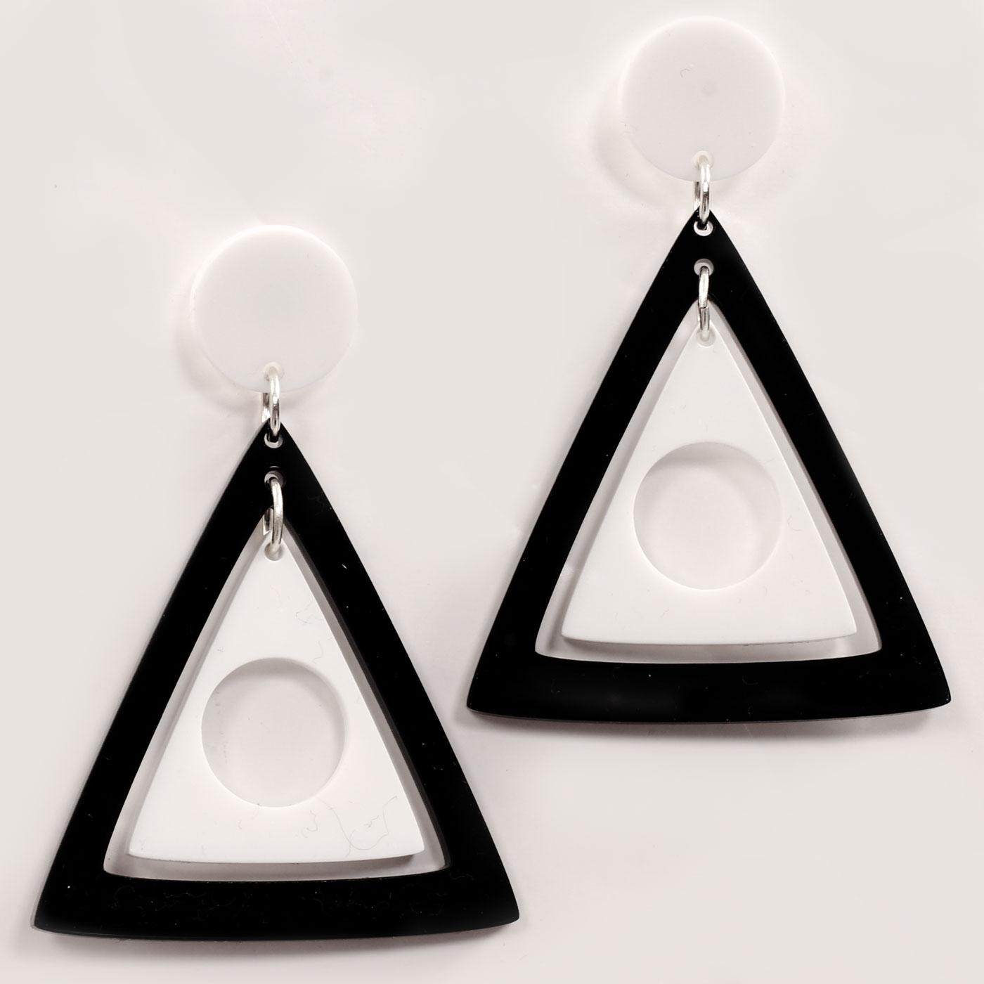 Ada Binks for Madcap England 60s Mod Concentric Triangles Earrings in Black