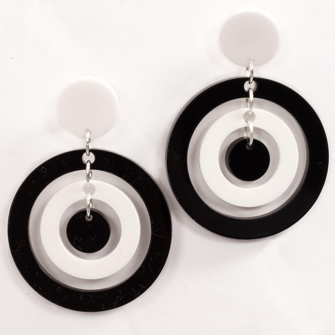 Ada Binks for Madcap England 60s Mod Concentric Circles Earrings in Black
