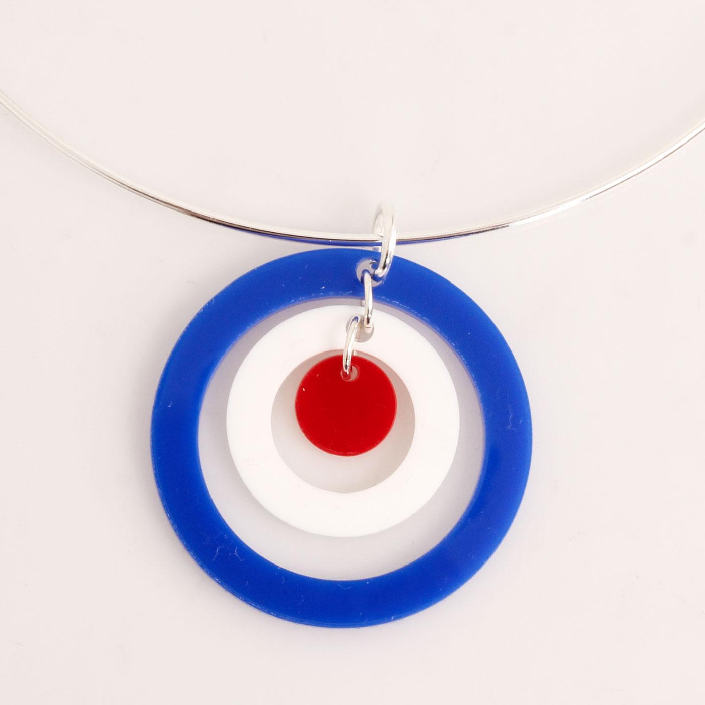 Ada Binks for Madcap England 60s Mod Concentric Circles Choker Necklace in Red/White/Blue
