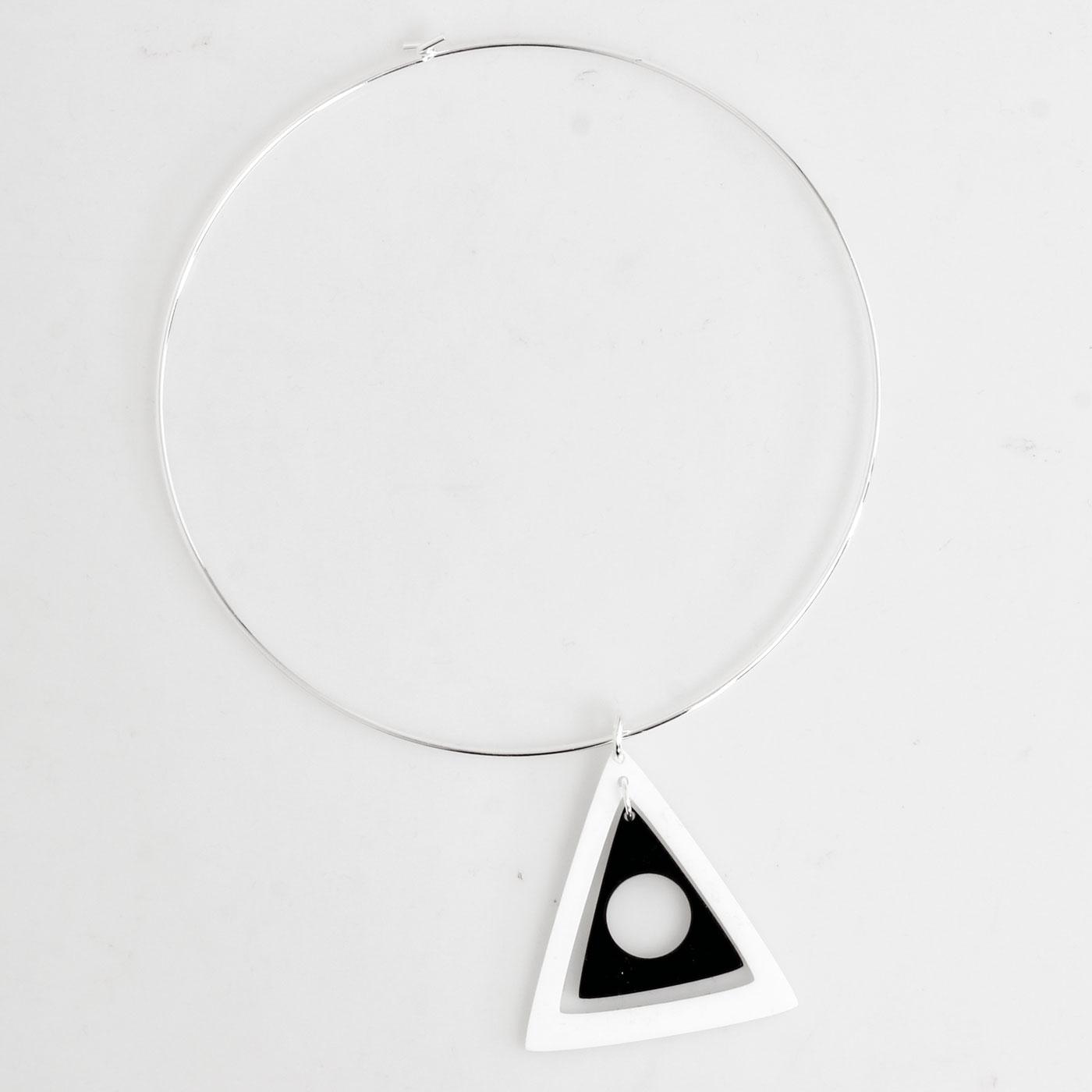 Ada Binks for Madcap England 60s Mod Concentric Triangles Choker Necklace in White