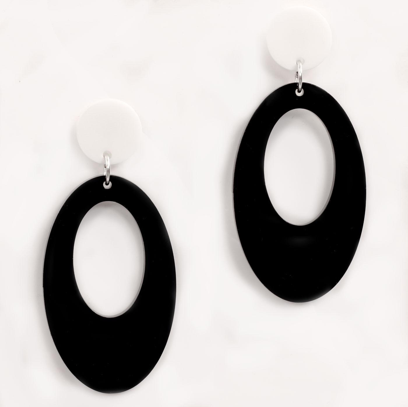 Ada Binks for Madcap England 60s Mod Oval Earrings in black